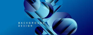 Soyut mavi tasarım katmanlı geometrik şekiller içerir. Renkler derinlik yaratır, modern estetik. Metin arkaplan tasarımı okur.