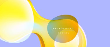 Soyut sarı şekiller lavanta arka planıyla örtüşüyor. Modern tasarım gradyanlar, kıvrımlar, hafif ışıklandırma içerir. Minimalist kompozisyon, temiz estetik.