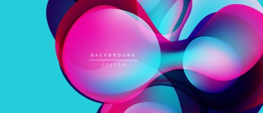 Soyut canlı katmanlar dinamik bileşim yaratır. Pembe, mavi renkler karışıp akışkan şekiller oluşturuyor. Modern tasarım enerjiyi ve hareketi çağrıştırıyor..