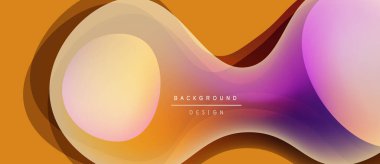 Soyut sıvı şekiller, sıcak renk paleti. Turuncu, sarı, mor renkler dinamik bileşim oluşturur. Arka planlar için modern tasarım ögesi.