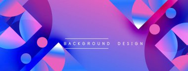 Soyut geometrik şekiller, canlı renkler, dinamik bileşim. Modern tasarım ögeleri görsel olarak çekici bir arkaplan oluşturur.