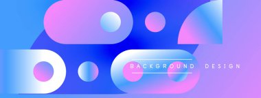 Soyut renkli arkaplan. Gradyan gölgeler harmanlanarak modern görsel efekt yaratır. Çemberler, üçgenler dinamik bileşim oluşturur.