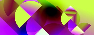 Soyut bileşim, canlı örtüşen daireler, gradyanlar içerir. Renkler karışıyor, dinamik görsel deneyim yaratıyor. Pürüzsüz geçişler baskın gelir..