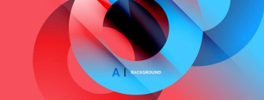 Soyut şekiller örtüşüyor, canlı kırmızı, mavi, mor renkler yaratıyor. Modern tasarım dijital sanat, akışkan hareket, dinamik bileşim öneriyor.