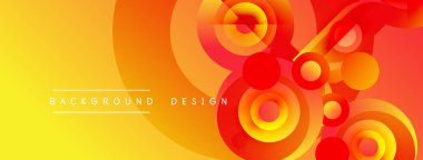 Parlak soyut bir arka plan. Turuncu, sarı renkler karışıp dairesel şekiller oluşturuyor. Dijital projeler için modern tasarım ögesi.