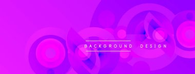 Canlı mor arkaplan, üst üste binen daireler, modern soyut tasarım yaratıyor. Metin arka plan tasarımı okur. Basit, temiz estetik..
