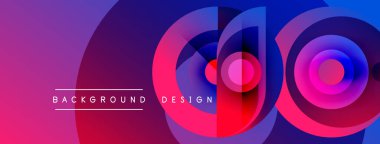 Abstract vibrant circles overlap creating dynamic colorful background. Text reads background design. Modern aesthetic, gradient hues present.