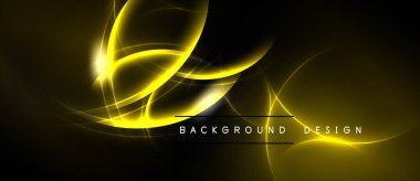 Siyah arkaplan üzerinde soyut altın çizgiler. Parlak kıvrımlar dinamik görsel efekt yaratır. Metin arka plan tasarımı okur. Basit, zarif bir sunum..