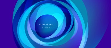 Soyut eşmerkezli daireler, canlı mavi renkler, modern tasarım. Metin, arkaplan tasarımını merkezi biçimde okur. Yumuşak eğimler derinlik yaratır.
