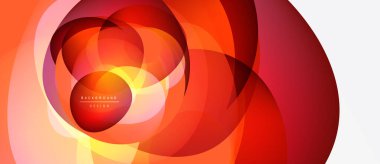 Soyut dairesel şekiller, canlı turuncu renkler, katmanlı tasarım. Gradyan etkileri ve dinamik bileşimi olan modern arkaplan.