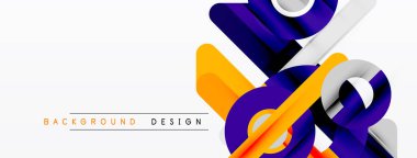 Soyut geometrik şekiller örtüşür, dinamik görsel efekt yaratır. Turuncu, lacivert, gümüş renkler beyaz alana hakim. Minimalist tasarım.