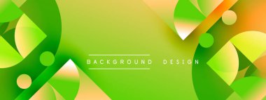 Soyut yeşil arkaplan. Üst üste binen şekiller dinamik görsel efekt yaratır. Gradyan renkler derinlik ekler, modern estetik.