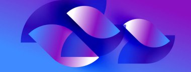 Soyut şekiller canlı mavileri, morları, pembeleri harmanlıyor. Pürüzsüz gradyanlar akış ve dinamik bileşim yaratır. Modern tasarım enerjiyi ve hareketi çağrıştırıyor..