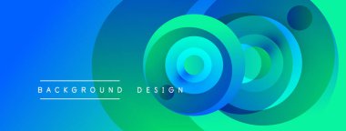 Soyut enerji çemberleri dinamik gradyan arkaplan oluşturur. Mavi, yeşil renkler kompozisyona hakim. Metin arkaplan tasarımı okur.