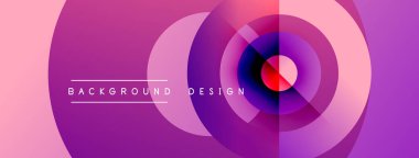 Soyut eşmerkezli daireler, canlı mor renkler, modern tasarım elementleri. Metin arka plan tasarımı okur. Minimalist estetik, pürüzsüz gradyanlar mevcut.