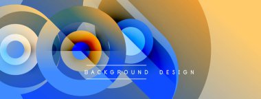Soyut daireler örtüşüyor, dinamik mavi, turuncu gradyanlar yaratıyor. Modern tasarım teknoloji, yenilik ve enerji öneriyor. Arkaplan özellikleri metin arkaplanı, tasarım.