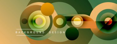 Soyut daireler örtüşüyor, dinamik görsel doku yaratıyor. Topraksı tonlar dizaynın hakimi, doğal ahengi gösteriyor. Minimalist metin kompozisyonu.