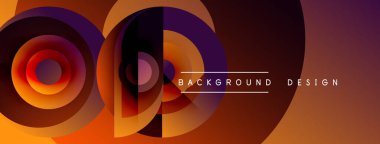 Soyut renkli çemberler dinamik görsel efektler yaratıyor. Turuncu, mor renkler kompozisyona hakim. Arkaplan tasarımı ögesi.