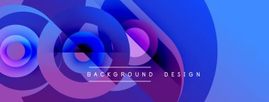 Soyut mavi tasarım, üst üste binen daireler, gradyanlar. Modern estetik, arka planlar ve sunumlar için uygun. En küçük metin dahil.