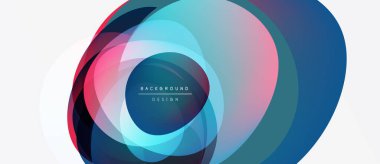 Soyut katmanlı daireler dinamik görüntüler yaratır. Gradyan renkler harmanlanarak modern arkaplan tasarımı oluşturur. Metin arkaplan tasarımı okur.