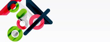 Soyut geometrik şekiller, canlı renkler, dinamik bileşim. Modern tasarım elementleri görsel ilgi yaratıyor, temiz estetik.