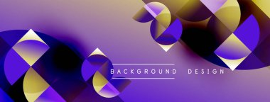 Soyut mor tasarım geometrik şekiller, gradyanlar içerir. Dijital projeler ve sunumlar için modern arkaplan ideali.