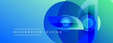 Abstract blue green gradient design. Overlapping circles create dynamic visual effect. Text reads background design. Modern aesthetic.