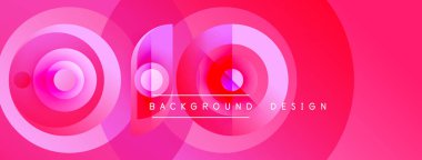 Soyut pembe tasarım eşmerkezli daireler, gradyanlar, metin arkaplan tasarımı içerir. Modern, canlı, görsel olarak çekici kompozisyon..