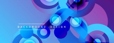 Soyut mavi mor tasarım. Çemberler, dinamik görsel efekt oluşturur. Çeşitli projeler için modern arkaplan.