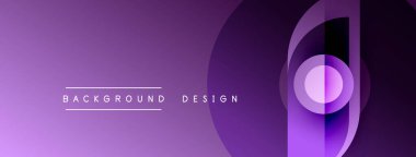 Soyut dairesel şekilli mor gradyan arkaplan. Modern tasarım ögeleri görsel ilgi yaratıyor, basit metin örtüsü mevcut.