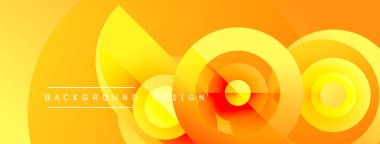 Soyut sarı tasarım, üst üste binen daireler, gradyanlar. Metin arka plan tasarımı okur. Modern, canlı görsel element.
