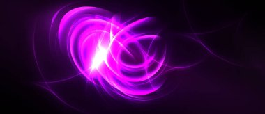 Parlak pembe enerji, karanlık arka plana doğru kıvrılıyor. Soyut ışık desenleri dinamik görsel etki yaratır. Parlayan kıvrımlar kompozisyona hakim..