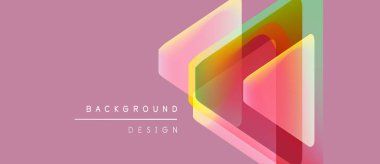 Soyut geometrik şekiller örtüşüyor, canlı renk eğimleri yaratıyor. Pembe arkaplan metin arkaplan tasarımı içerir. Modern, minimalist estetik.