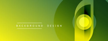 Soyut eğim arkaplanı. Üst üste binen şekiller dinamik görsel efekt yaratır. Sarı, yeşil renkler kompozisyona hakim. Modern tasarım ögesi.