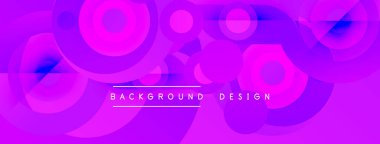 Soyut mor tasarım akış şekilleri, daireler, gradyanlar. Metin resim içinde ortalanmış arkaplan tasarımı okur.