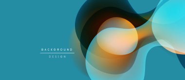 Soyut sıvı şekilleri örtüşür ve dinamik renkli bir arkaplan yaratır. Teal, turuncu, kahverengi renkler kusursuz bir şekilde harmanlanır. Modern tasarım ögesi.