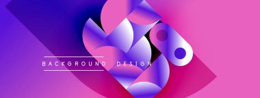 Soyut gradyan şekiller örtüşüyor, canlı pembeler, morlar yaratıyor. Metin, kompozisyon içerisindeki arkaplan tasarımını okur. Modern, dinamik görsel.