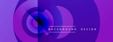 Soyut mor tasarım eşmerkezli daireler, gradyanlar içerir. Metin arka plan tasarımı okur. Modern, canlı görsel element.