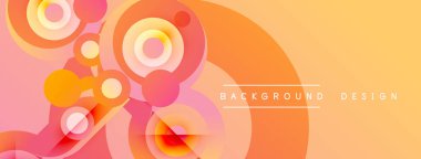 Soyut tasarım, canlı daireler, gradyanlar içerir. Sıcak tonlar kompozisyona hakim, modern estetik yaratıyor. Arkaplan enerji ve hareket önerir.