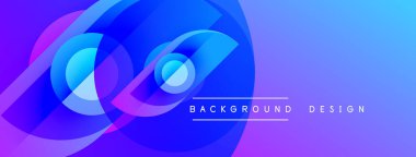 Soyut eğim arkaplanı. Dairesel şekiller, dinamik görsel efektler yaratır. Mavi, mor renkler dizaynın hakimi. Modern estetik.