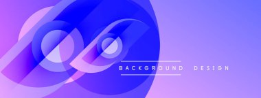 Soyut mor, mavi katmanlar dinamik arkaplan yaratır. Modern tasarım öğeleri akıcılığı ve yeniliği önerir. Gradyan etkisi derinlik ekler.