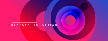 Soyut enerjik gradyan çemberler dinamik arkaplan oluşturur. Pembe, mor, mavi renkler pürüzsüz, modern tasarım elementi..