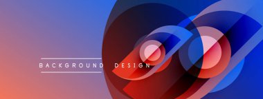 Soyut tasarım özellikleri üst üste binen daireler, canlı renkler. Gradyan geçişler dinamik görsel efekt yaratır. Metin arkaplan tasarımı okur.