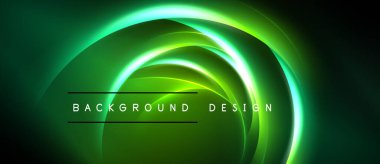 Soyut yeşil neon girdaplar dinamik bir zemin oluşturur. Metin arka plan tasarımı okur. Canlı renkler, pürüzsüz eğimler, modern estetik.