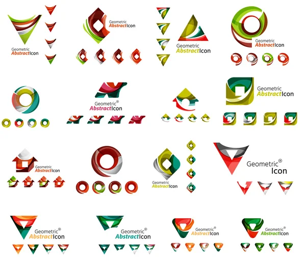 Conjunto de vários ícones geométricos retângulos círculos quadrados ou redemoinhos, criados com elementos ondulados fluindo —  Vetores de Stock