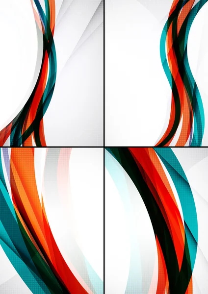 Conjunto de fondos abstractos. Elegantes líneas decoradas de colores y olas con copyspace para su mensaje — Vector de stock