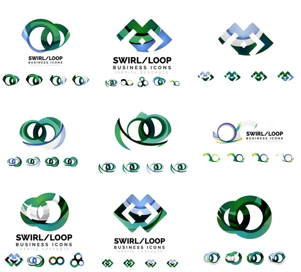 Set van bedrijf logo huisstijl ontwerpen, swirl van oneindigheid lus concept pictogrammen geïsoleerd op wit — Stockvector