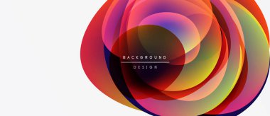 Soyut renkli katmanlar dinamik dairesel tasarım yaratır. Canlı renkler harmanlanarak modern arkaplan ögesini oluşturur. Metin arkaplan tasarımı okur.