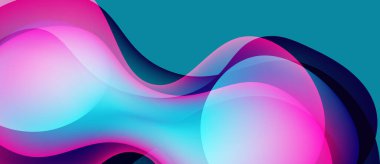 Soyut sıvı şekiller, canlı pembeler, maviler harmanlanır. Yumuşak kıvrımlar dinamik bileşim yaratır, modern estetik. Işık yansıtır, gölgeler biçimleri tanımlar.