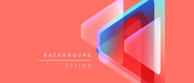 Abstract geometric design. Overlapping layers create dynamic visual effect. Coral background provides contrast, modern aesthetic.